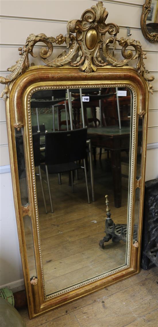 A gilt framed pier glass W.77cm